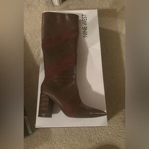 Nine West Brown and Red Heeled Boots